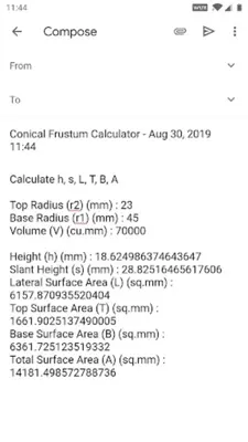 Conical Frustum Calculator android App screenshot 0